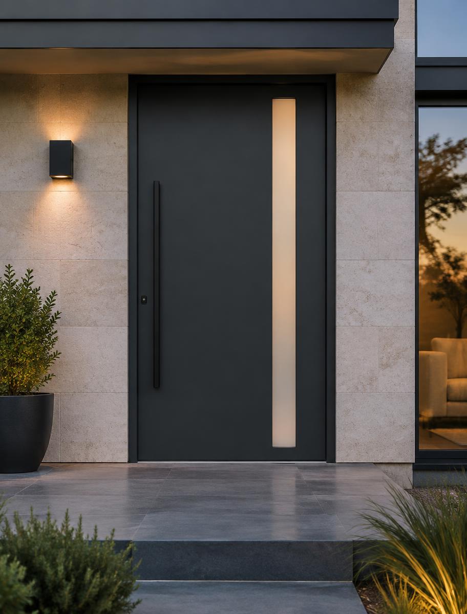 Modern fiberglass entry door
